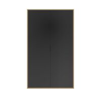 Armoire 2 portes effet bois noir mat avec penderie et étagères-Bois-Beige-Gami