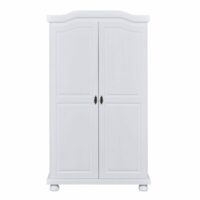 Armoire 2 portes en bois massif blanc laqué-Bois-Blanc-Terre de Nuit