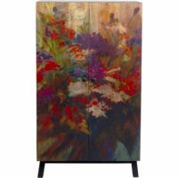 Armoire 2 portes en manguier massif motifs fleurs-Bois de Manguier-Multicolore-Kare Design