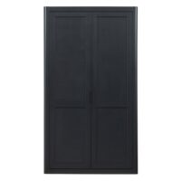 Armoire 2 portes en pin noir/ vert kaki-Bois de Pin-Noir-WOOOD