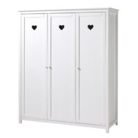 Armoire  3 portes blanche motifs coeurs ajourés--Blanc-Altobuy