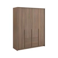 Armoire 4 portes 2 tiroirs effet bois foncé-Bois-Marron-CAMIF
