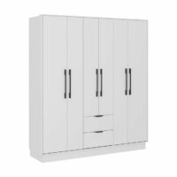 Armoire 6 portes et 2 tiroirs - l162 cm - blanc - feova--Blanc-vente-unique.com