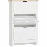 Armoire à chaussures 3 portes bois blanc chêne-Bois-Multicolore-Homcom