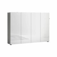 Armoire à chaussures blanc brillant 160x34x115h cm--Blanc-Dmora