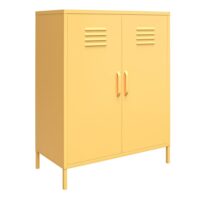 Armoire avec 2 portes en métal jaune-Métal-Jaune-Novogratz