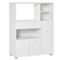 Armoire cuisine avec 2 placards 4 niches et tiroir en bois blanc-Bois-Blanc-Homcom