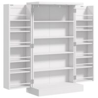 Armoire de cuisine 2 portes avec étagères blanc--Blanc-Homcom