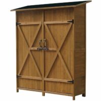 Armoire de jardin bois en bois de sapin marron 140 x 49 x 162 cm-Bois de Pin-Marron-Habitat & Jardin