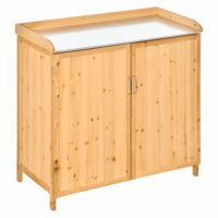 Armoire de jardin double porte bois de cèdre pré-huilé-Bois-Orange-Outsunny