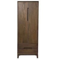 Armoire de rangement 2 portes en bois massif brossé-Bois-Marron-Moloo
