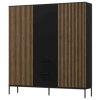 Armoire   effet bois et noir   185x200 cm noir / bois-Bois-Noir-Best Mobilier