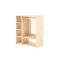 Armoire montessori sapin massif naturel avec rotin-Bois de Pin-Marron-Hannun