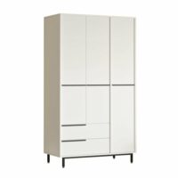 Armoire penderie blanche moderne 3 portes 2 tiroirs--Blanc-Pier import