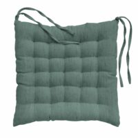 Assise matelassée effet lin tissé cèdre 38x38 cm-Lin-Vert-Douceur d'Intérieur