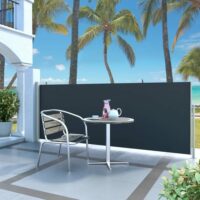Auvent latéral rétractable uni polyester noir 120x300 cm--Noir-Home Maison