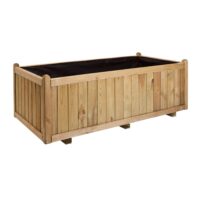 Bac à fleurs rectangle en bois de pin L140cm-Bois de Pin-Marron-Jardipolys