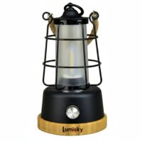 Baladeuse lanterne sans fil acier noir h23cm--Noir-LUMISKY