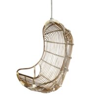 Balancelle à suspendre en rotin marron et beige 72 x 72 x 117 cm--Beige-CHEMIN DE CAMPAGNE