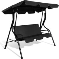 Balancelle de jardin 3 places avec auvent 163 x 119 x 154 cm--Noir-Giantex