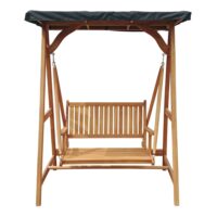 Balancelle de jardin en bois de teak avec pare-soleil-Bois-Marron-Axi