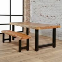 Banc 160x40x45 cm en acacia et métal noir - stacy-Métal-Noir-Maison et Styles
