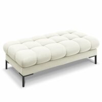 Banc 2 places en tissu velours beige clair-Tissu-Beige-Micadoni Home