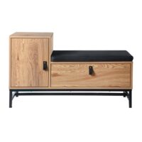 Banc à chaussures avec 2 rangements - l100 cm - bois clair-Bois-Beige-Calicosy