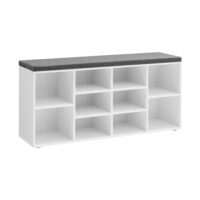 Banc à chaussures avec coussin d'assise 10 compartiments blanc--Blanc-VASAGLE