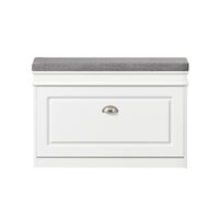 Banc à chaussures avec porte abattante largeur 75cm effet bois blanc-Bois-Blanc-SoBuy