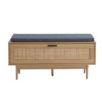 Banc à chaussures cannage rotin 1 porte 100cm--Marron-Gaucet