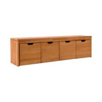Banc avec 4 cubes de rangement en hêtre massif--Marron-CAMIF
