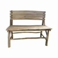 Banc avec dossier en bois de teck et jonc de mer-Teck-Beige-Decoclico