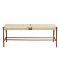 Banc chêne massif couleur noyer et corde 120cm-Chêne-Marron-Sorelh