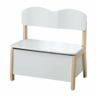 Banc coffre à jouets avec dossier en bois bicolore blanc-Bois-Blanc-roba
