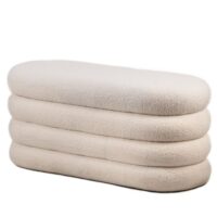 Banc coffre avec rangement en bouclettes blanches--Blanc-Nordlys