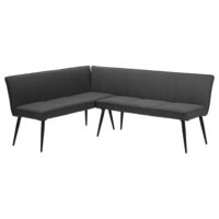 Banc d'angle en tissu anthracite et pieds en métal noir-Métal-Gris-Loft24