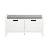 Banc d'entrée 2 portes effet bois blanc-Bois-Blanc-SoBuy