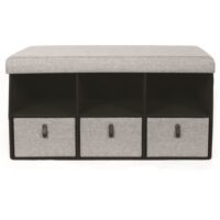 Banc d'entrée pliant 3 niches et 3 tiroirs scandi gris clair--Gris-The Home Deco Factory