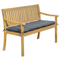 Banc de jardin 120cm en acacia avec coussin gris--Gris-Happy Garden