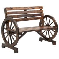 Banc de jardin 2 places en sapin massif marron avec accoudoirs-Bois de Pin-Marron-ComfortXL