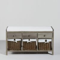 Banc de rangement en platane et coton-Coton-Blanc-Maisons du Monde