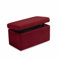 Banc de rangement en tissu chenille bordeaux 80x40 cm-Tissu-Rouge-That's Casa
