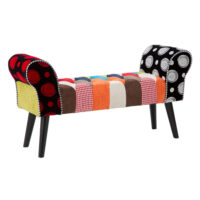 Banc en bois et tissu patchwork multicolore 102x31x54 cm-Tissu-Multicolore-Mauro Ferretti