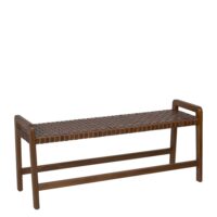 Banc en teck et cuir marron-Teck-Marron-MOYCOR