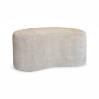 Banc en tissu bouclette beige et structure en bois-Tissu-Beige-Now's Home