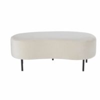 Banc en velours gris clair et fer forgé noir-Maisons du Monde