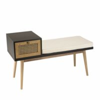 Banc marron assise noire 1 tiroir effet cannage--Marron-MACABANE