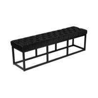 Banquette avec cadre en métal et assise en velours Noir-Métal-Noir-CLP