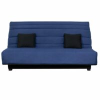 Banquette clic clac convertible 2 places rangement intégré tissu noir-Tissu-Bleu-Relaxima